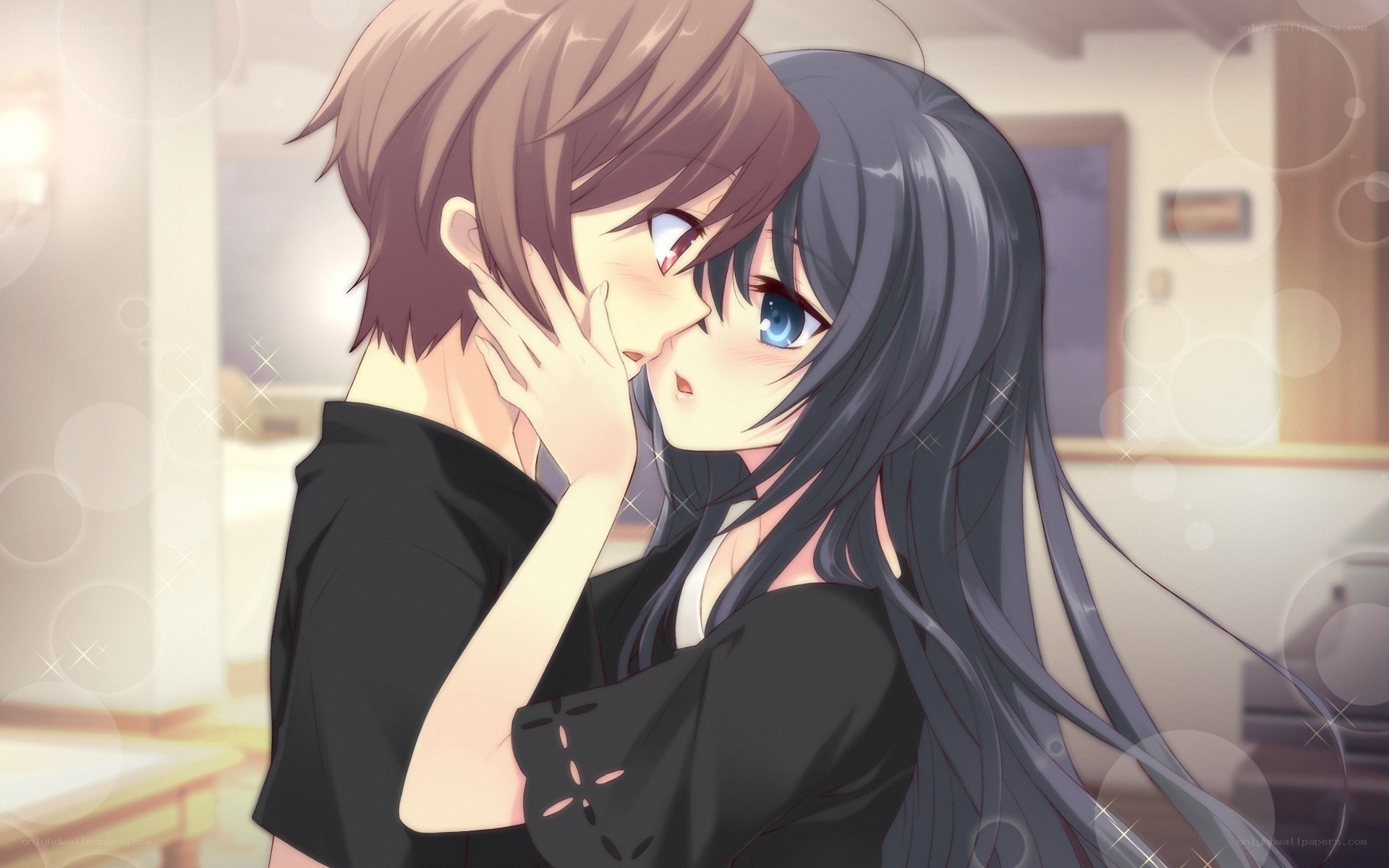 anime couple kissing