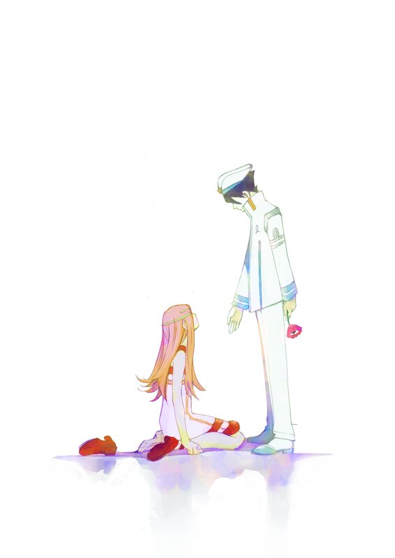 Anime Couple Kneeling — White