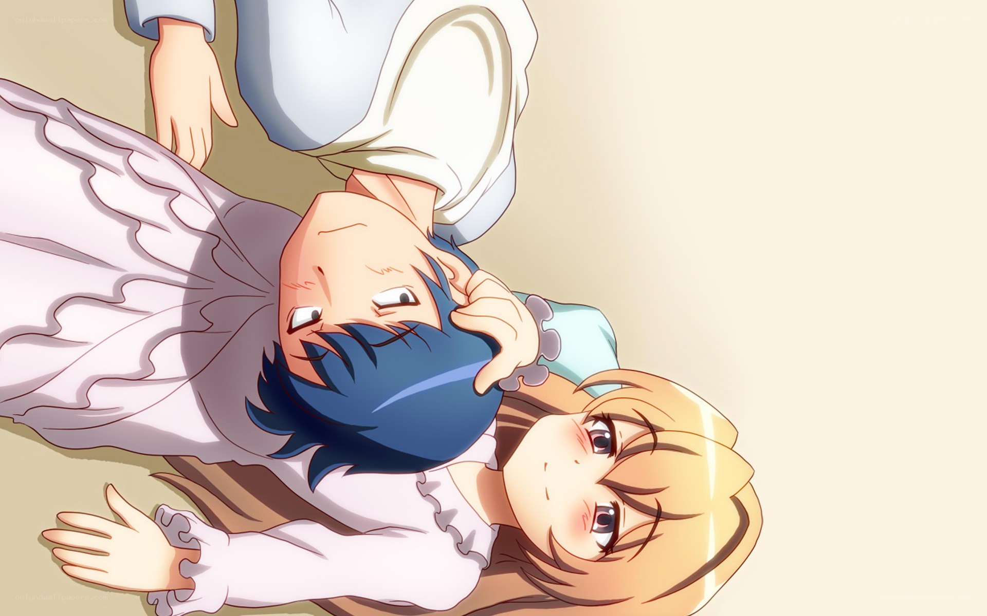 Anime couple lying on floor