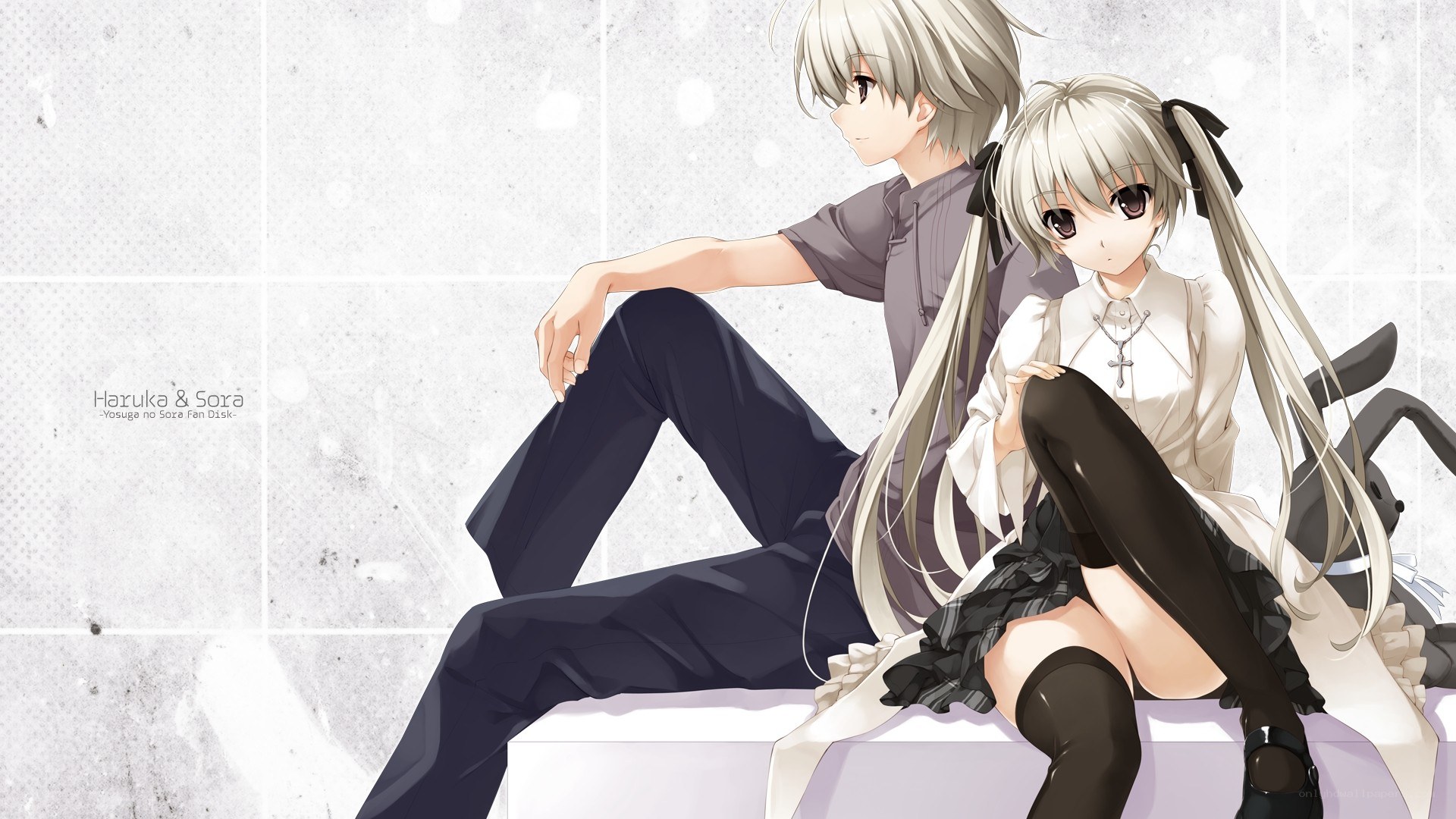 Anime couple on a bench