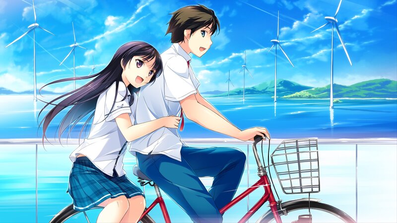 Anime couple on a bike