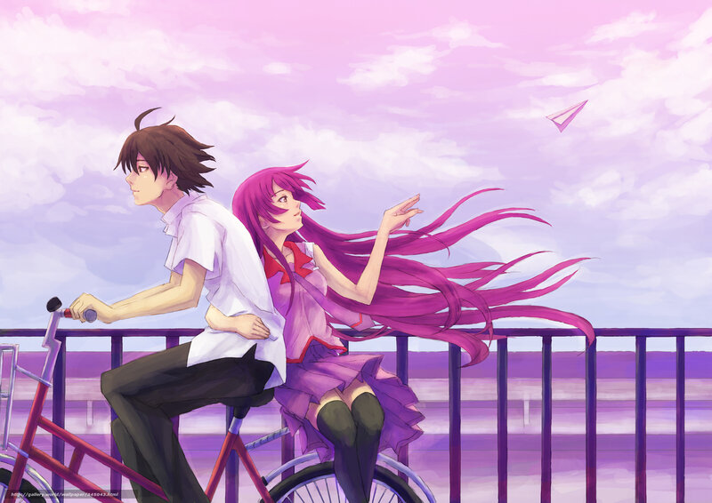Anime couple on a bike