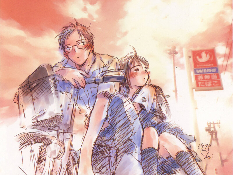 Anime couple on a bike