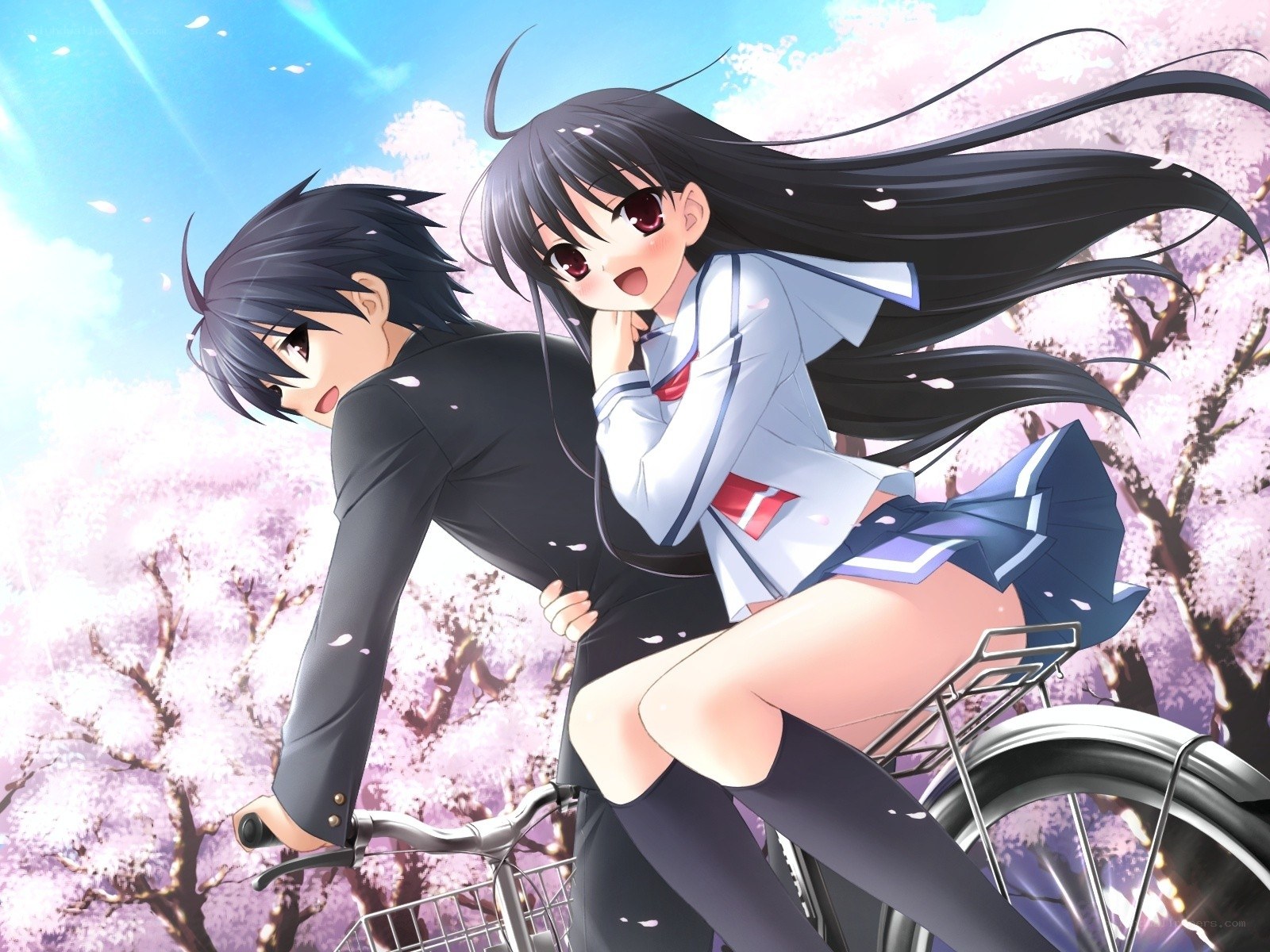 Anime couple on a bike