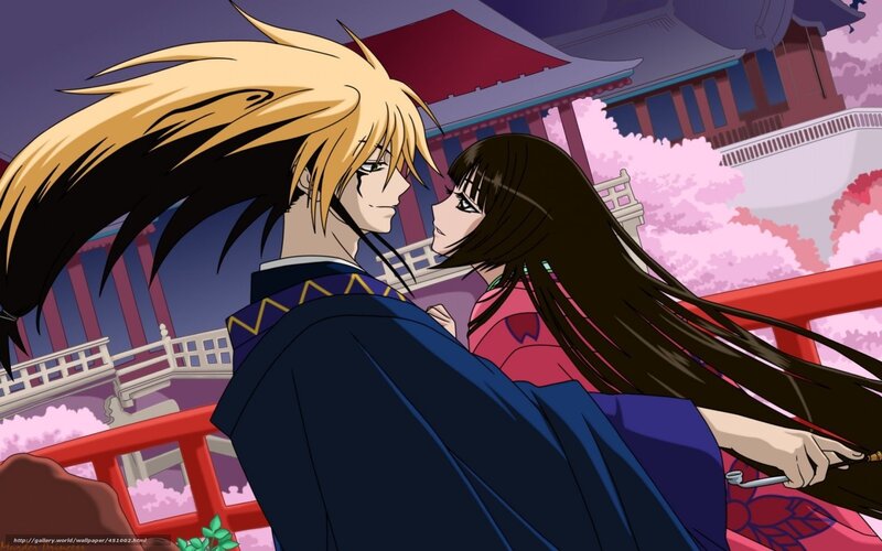 anime couple on a bridge