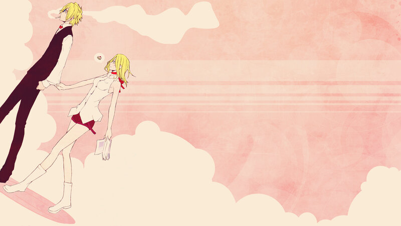 anime couple on a cloud