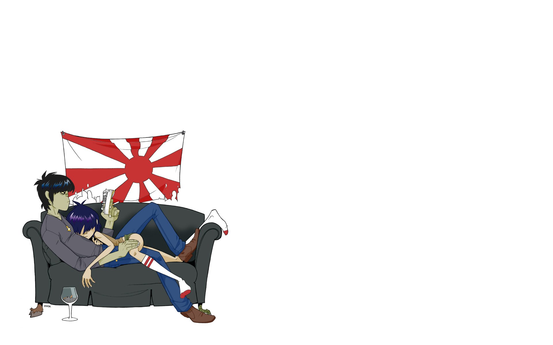 Anime couple on a couch