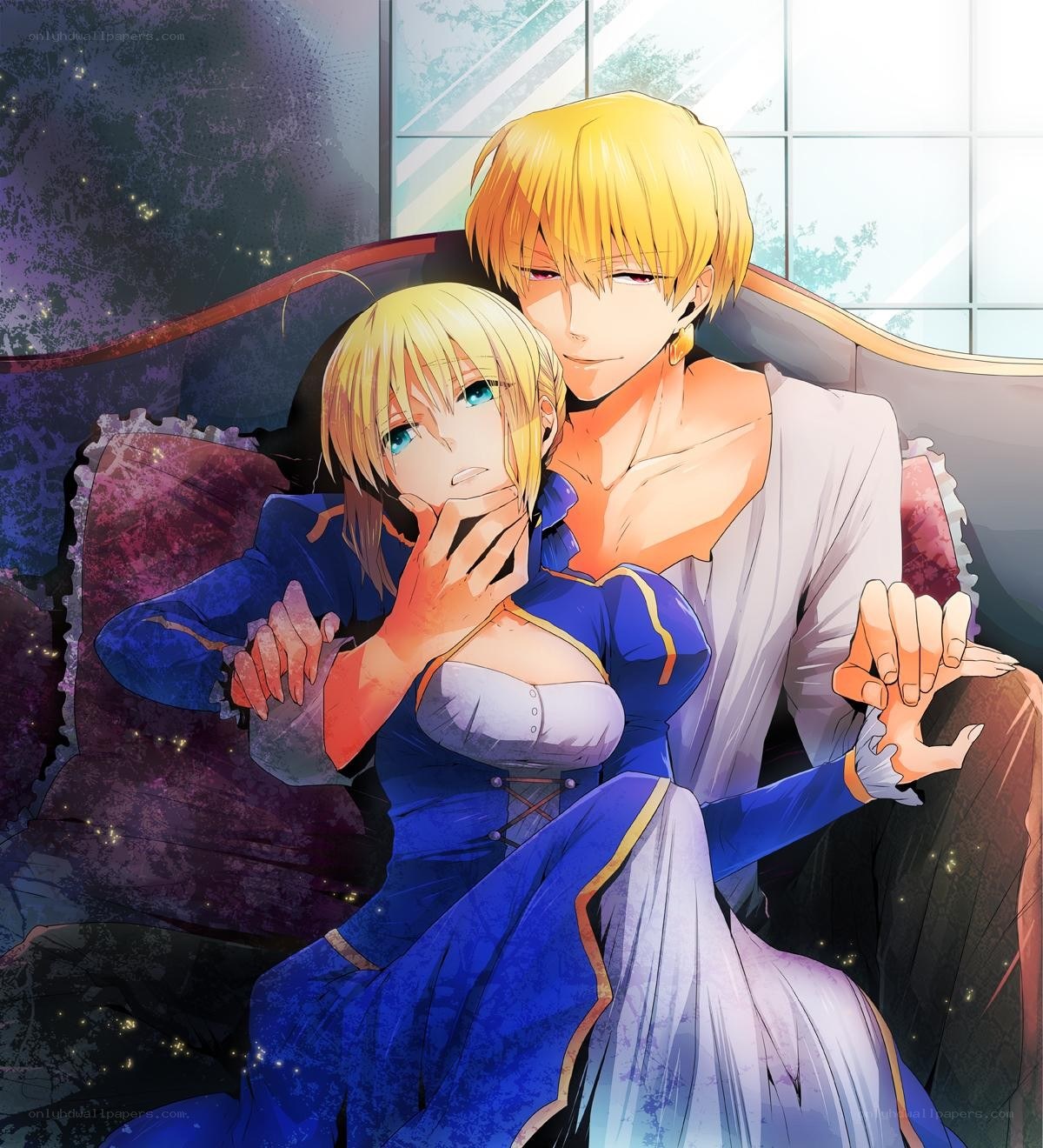 Anime couple on a couch