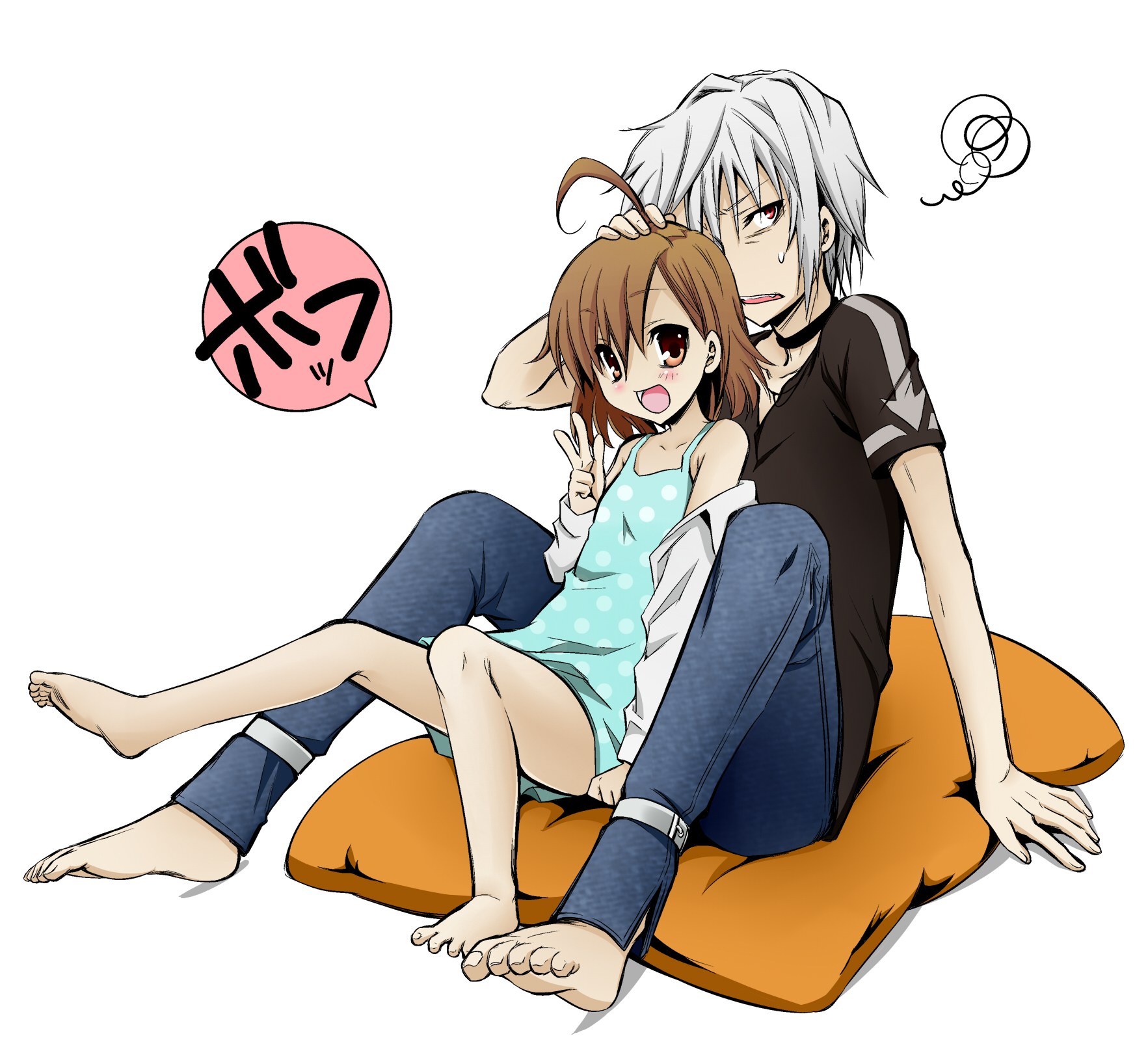 Anime couple on a cushion