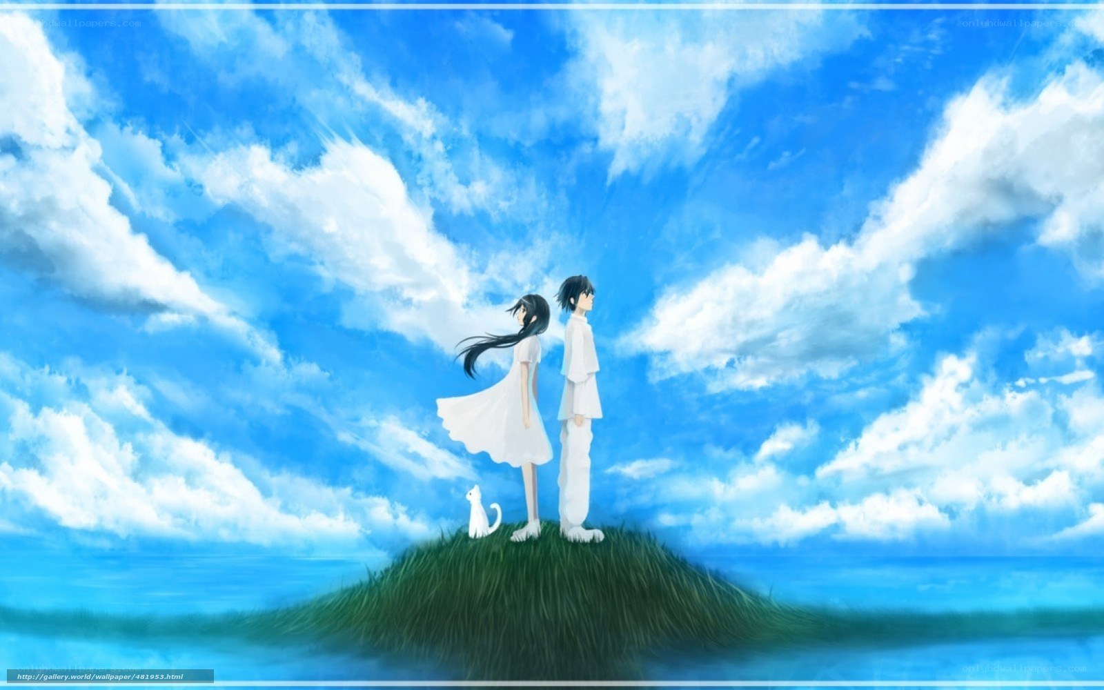 Anime couple on a hill