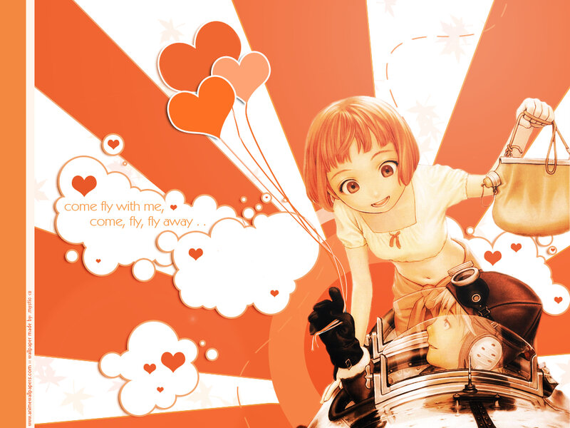 Anime couple on a motorcycle