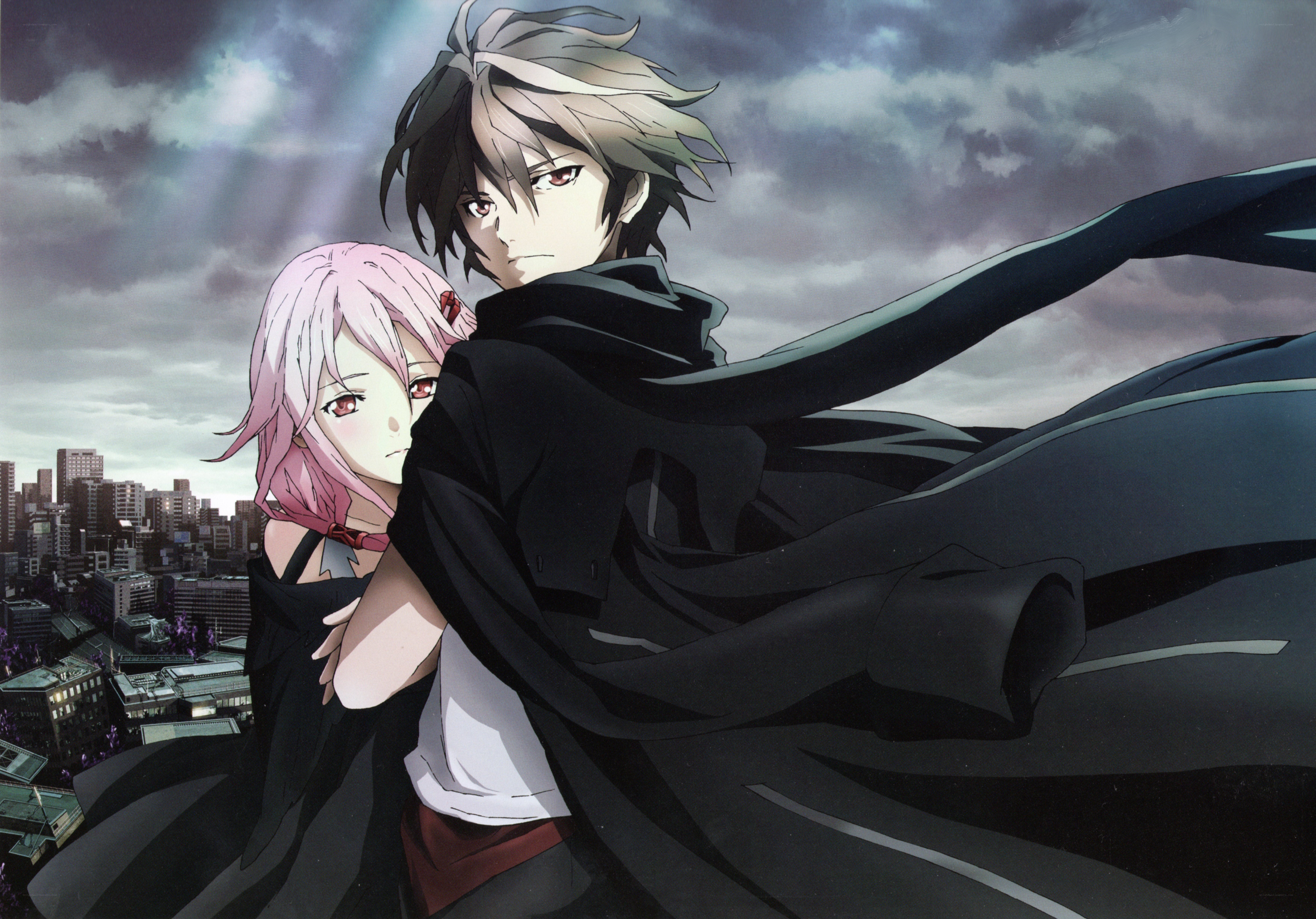 Anime couple on a rooftop