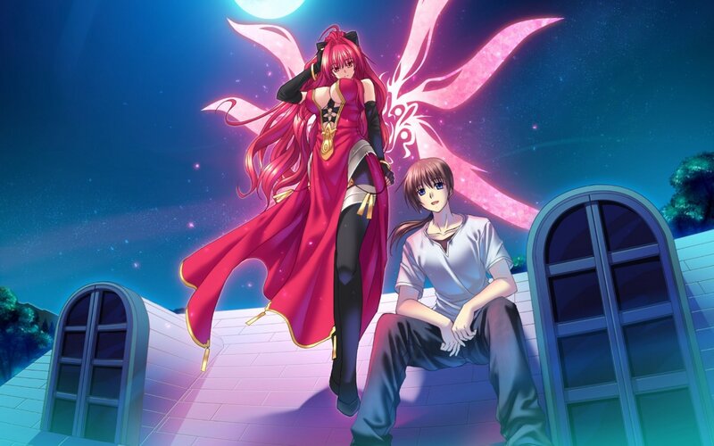 Anime couple on a rooftop