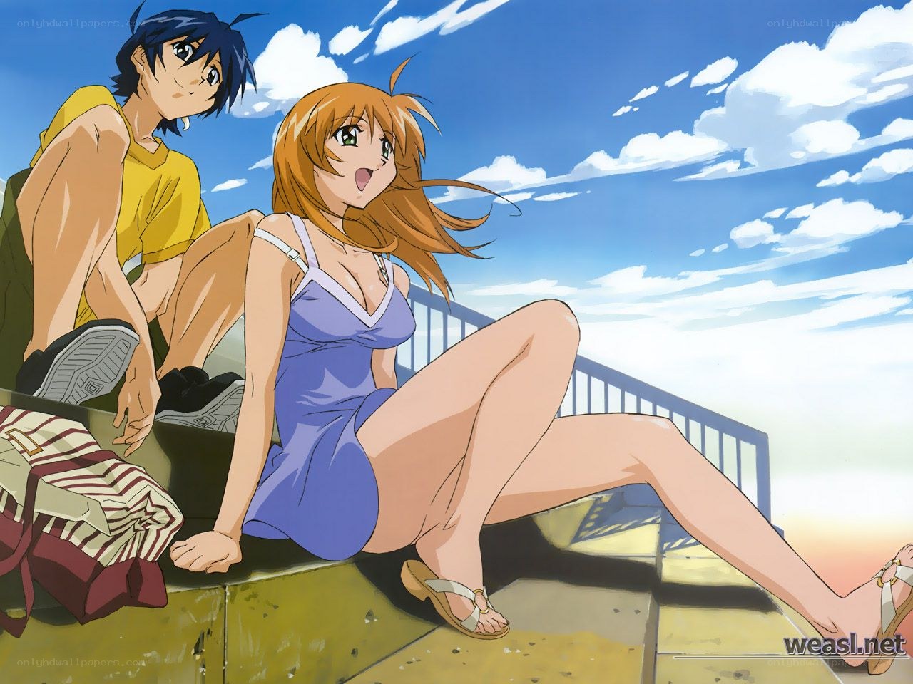 Anime couple on a sunny day