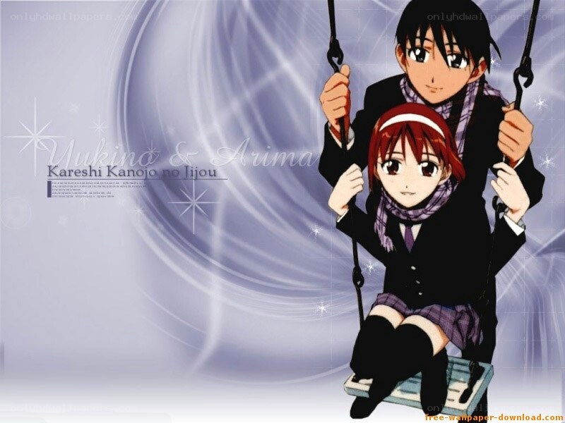 Anime couple on a swing