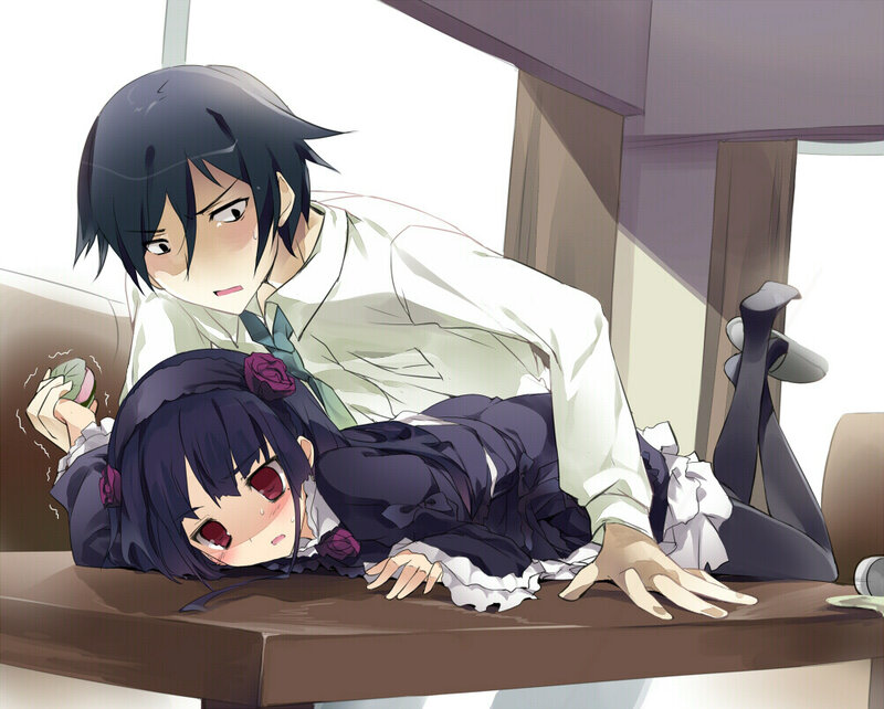 Anime couple on a table