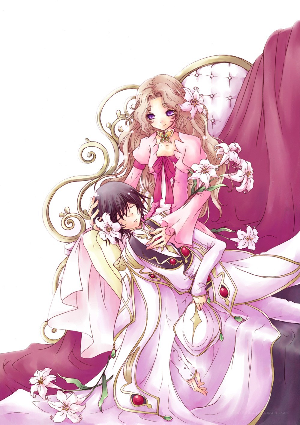 Anime couple on a throne