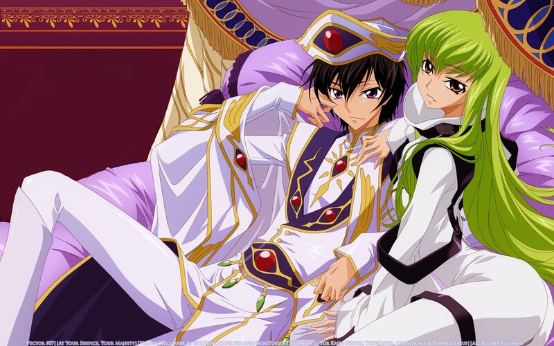 Anime couple on a throne