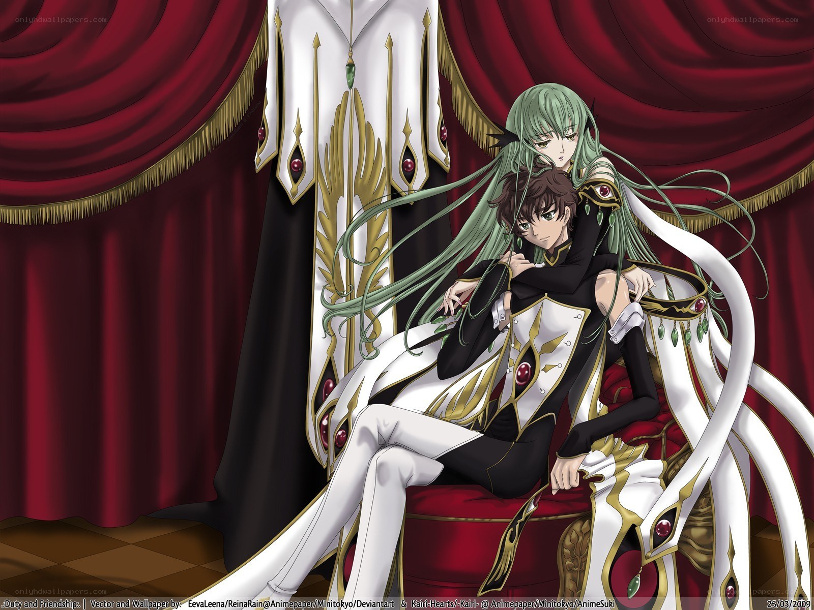 Anime couple on a throne