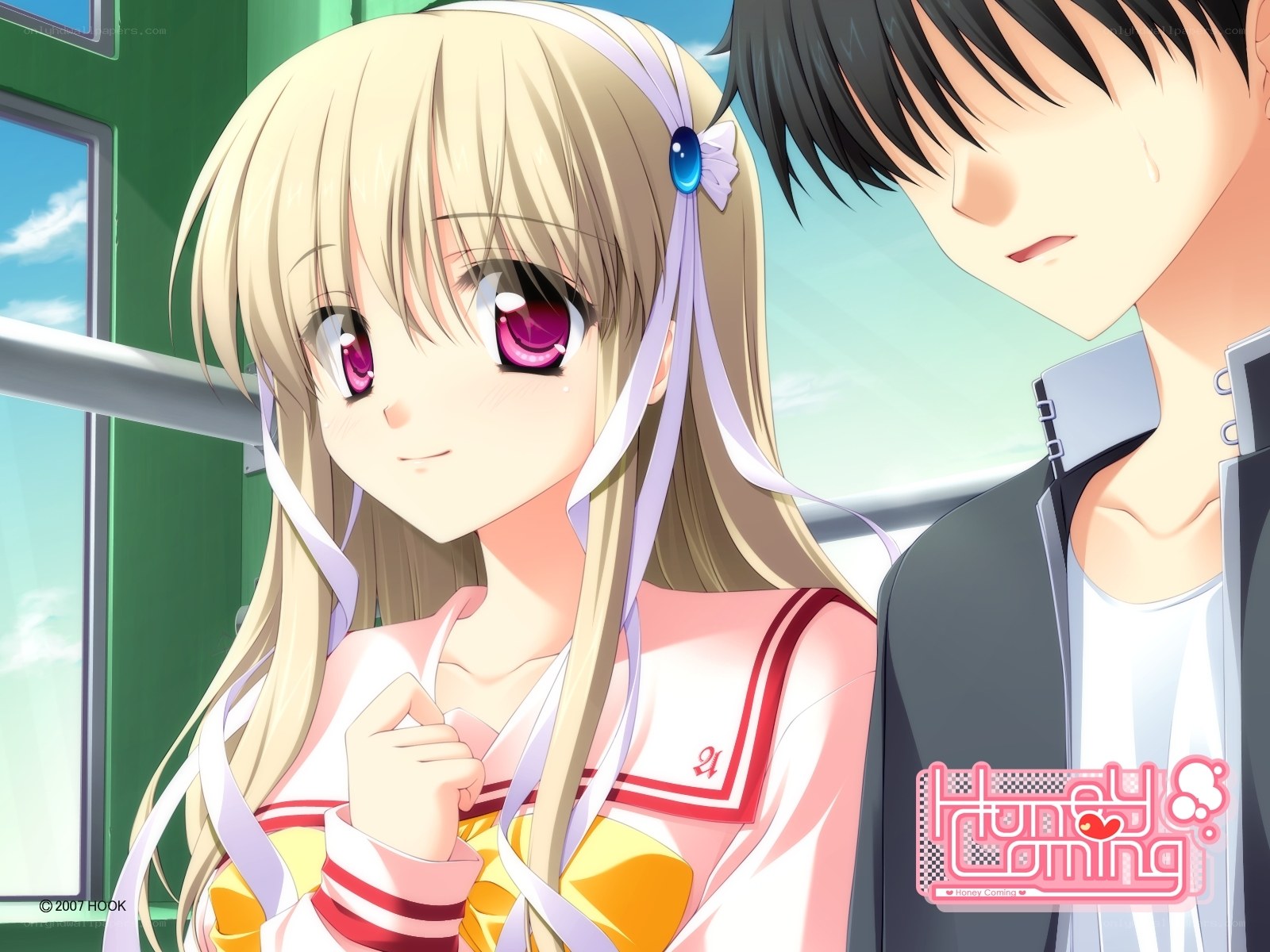 Anime couple on a train
