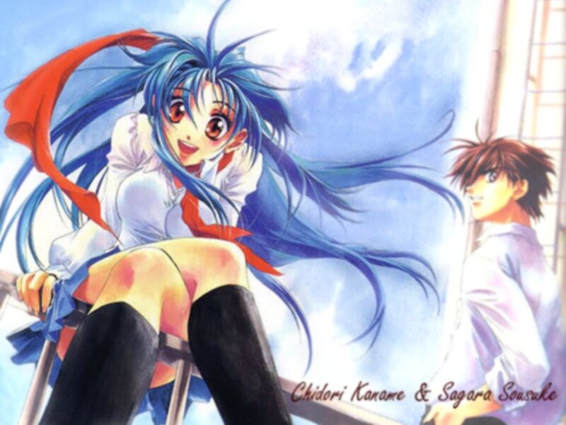 Anime couple on balcony
