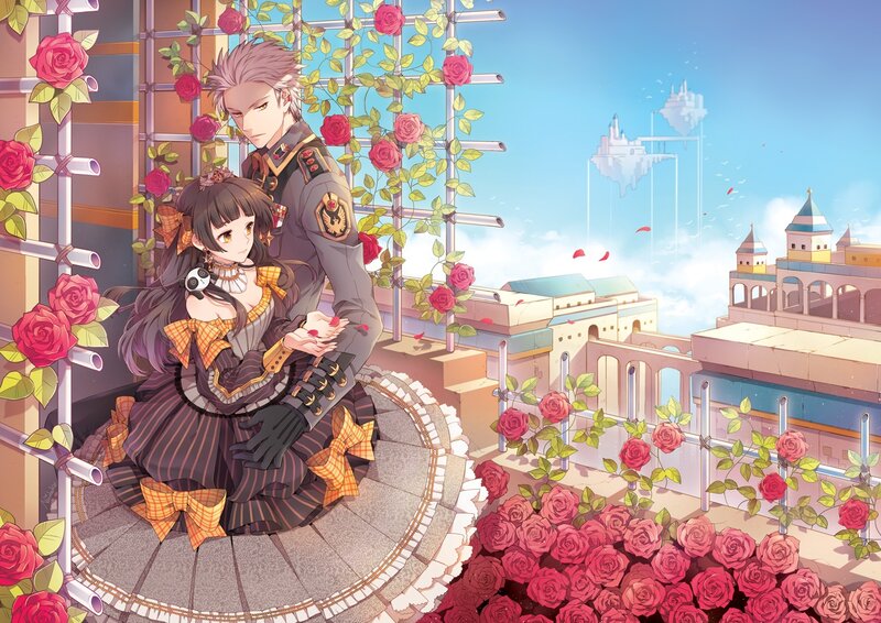 Anime Couple on Balcony — Pink