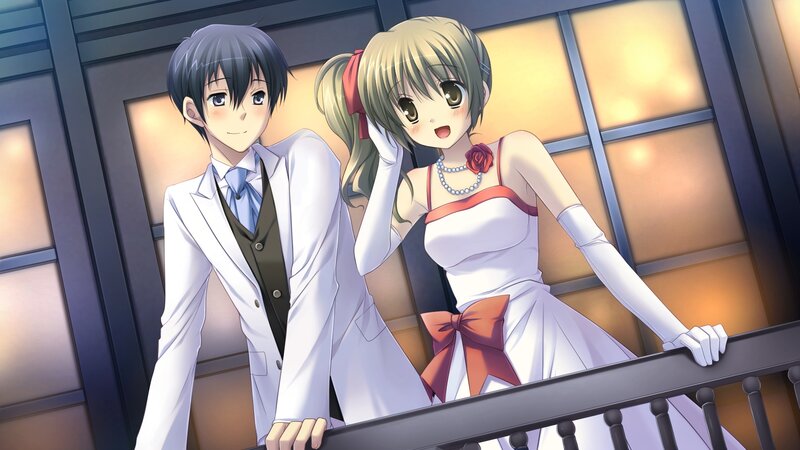 Anime Couple on Balcony — White, Calm