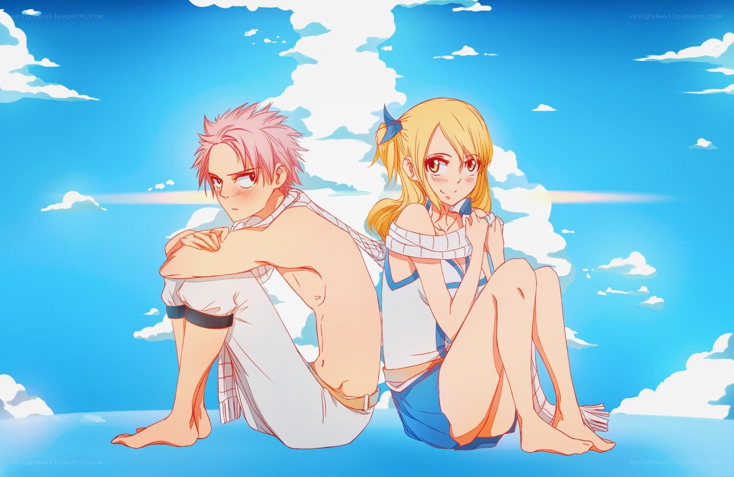 Anime couple on beach
