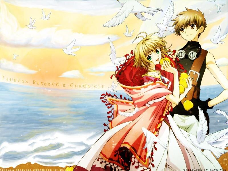 Anime Couple on Beach — Yellow