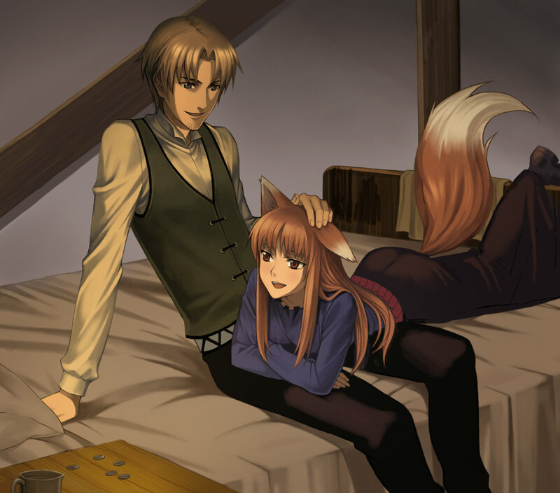 anime couple on bed