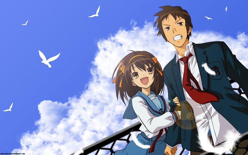 Anime Couple on Bridge — Blue