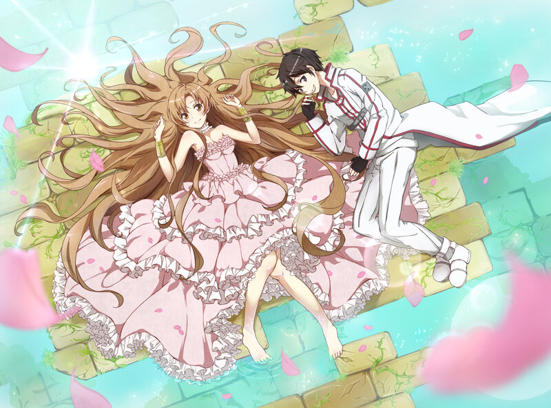 Anime Couple on Bridge — Pink