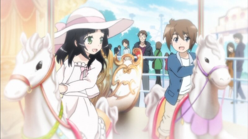 Anime couple on carousel