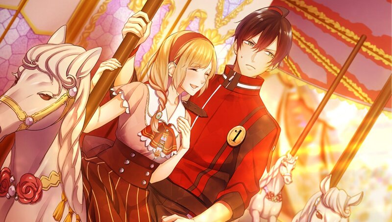 Anime Couple on Carousel — Red