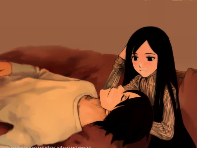 anime couple on couch