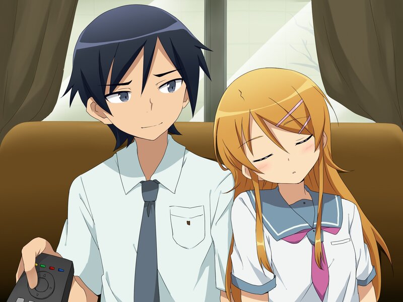 Anime Couple on Couch — White
