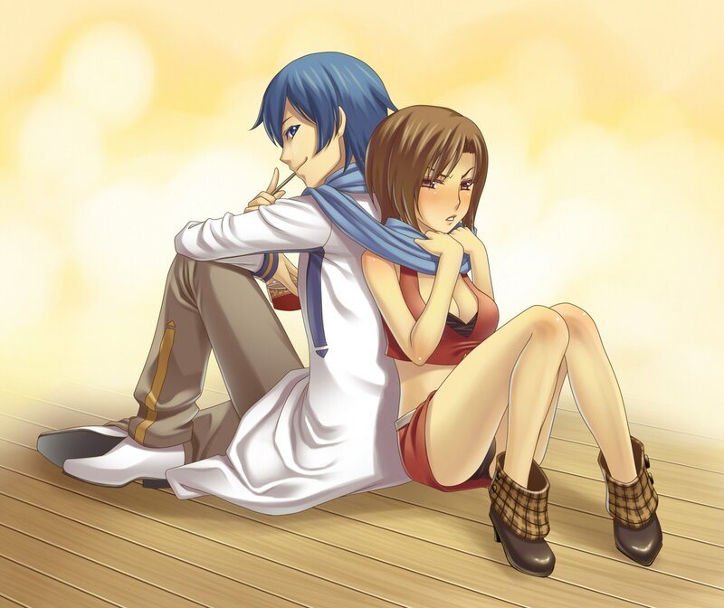 Anime couple on deck