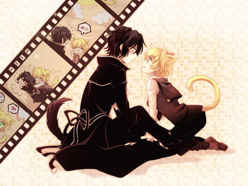 Anime couple on film strip
