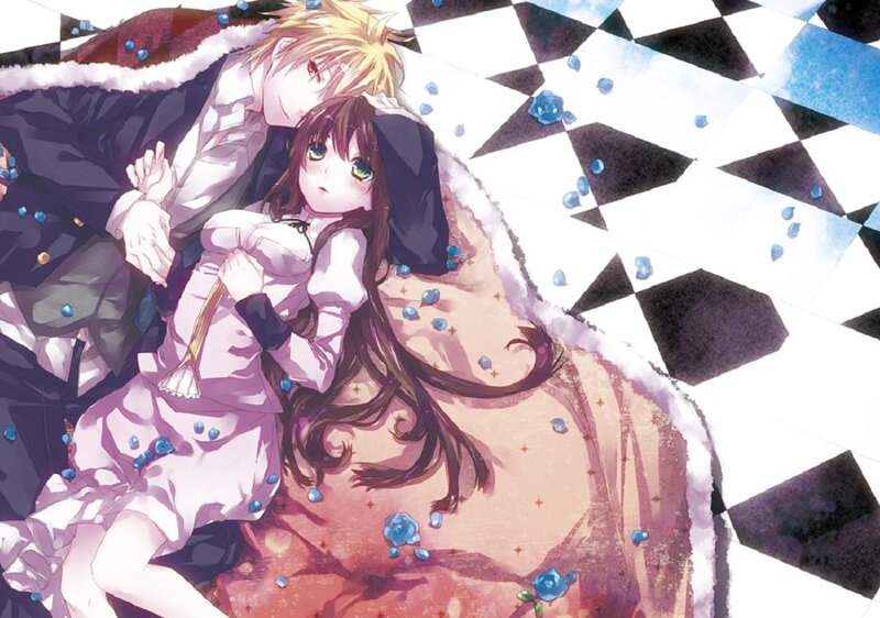 Anime Couple on Floor — White