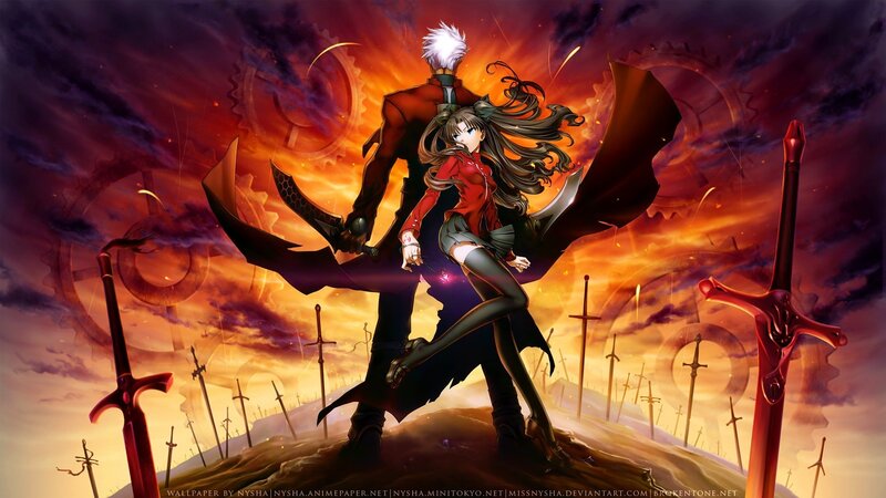 Anime Couple on Hill — Red