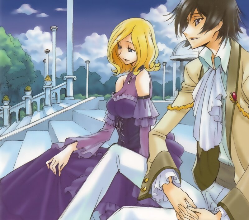 anime couple on stairs