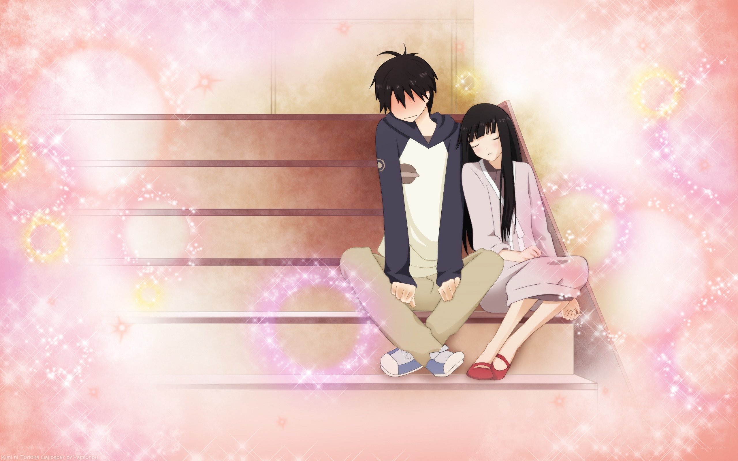 Anime couple on stairs