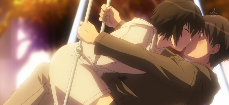 anime couple on swing