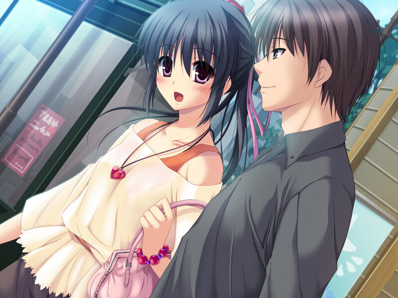 Anime Couple on Train — Blue