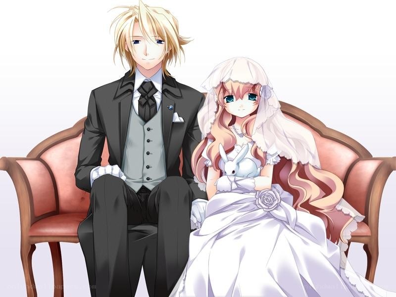 anime couple on wedding day