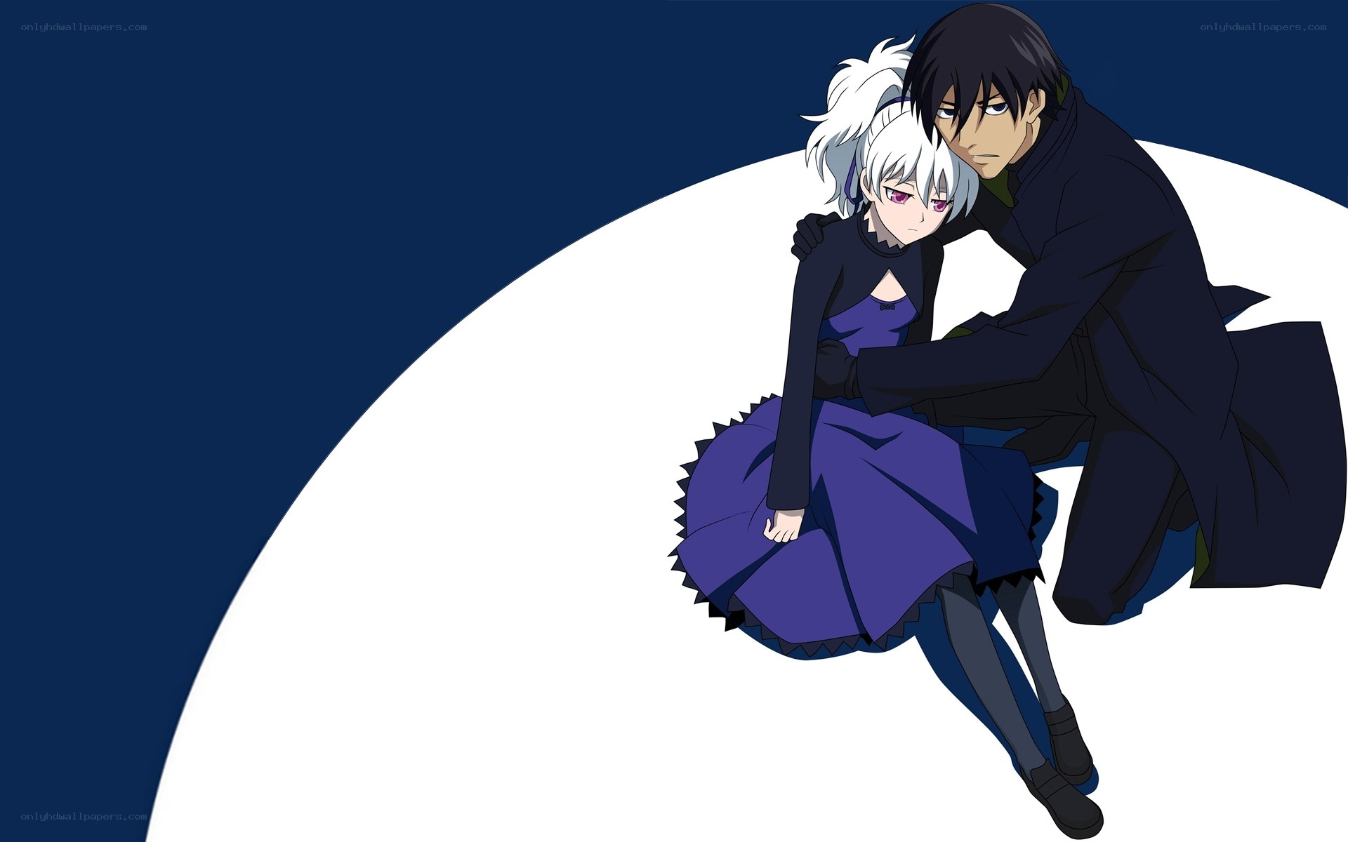 anime couple on white circle
