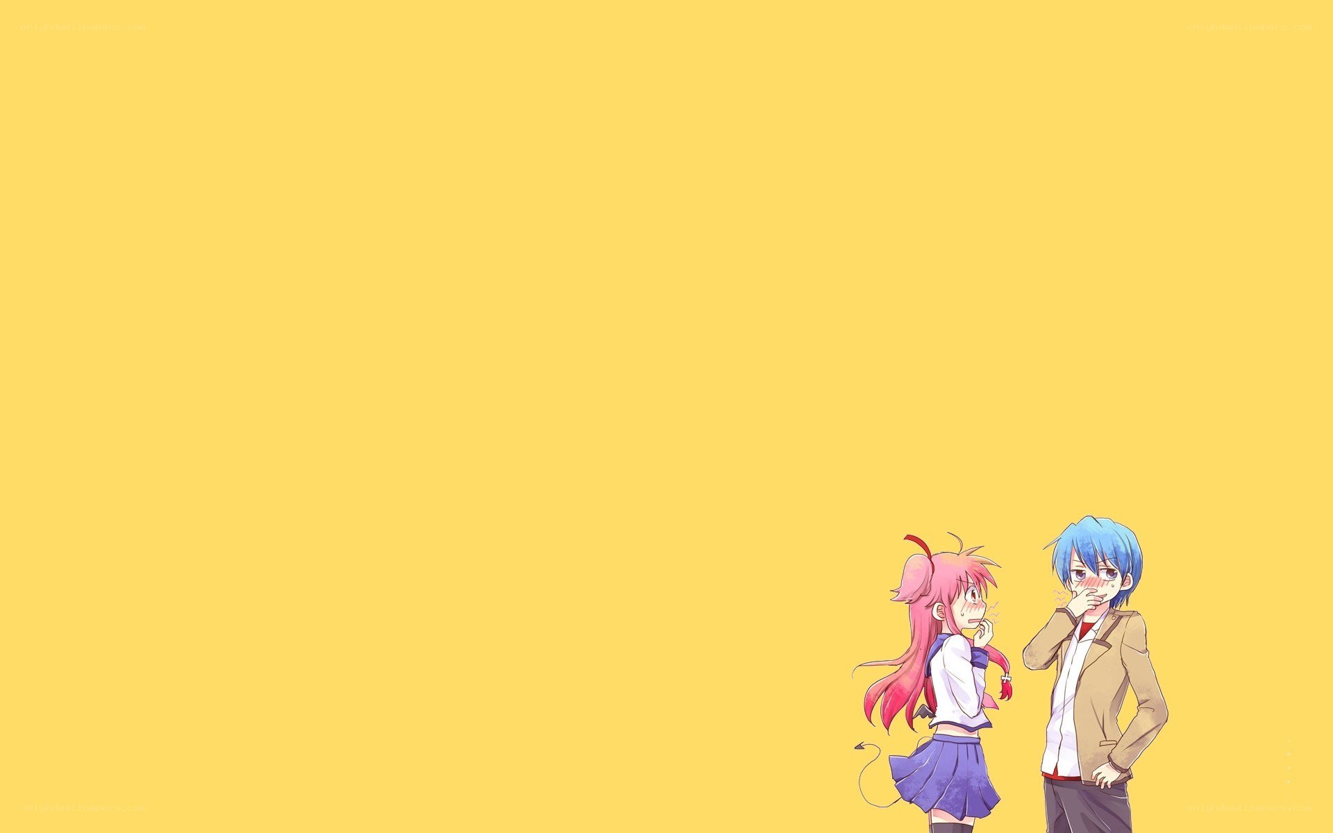 anime couple on yellow background