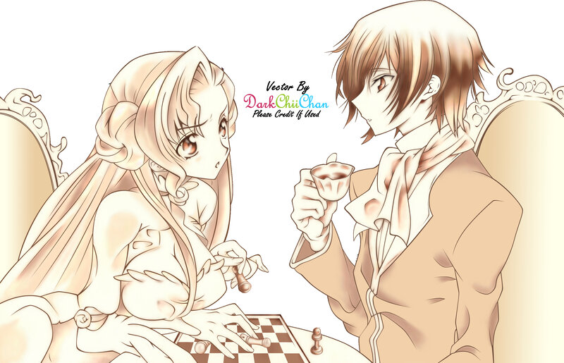 anime couple playing chess