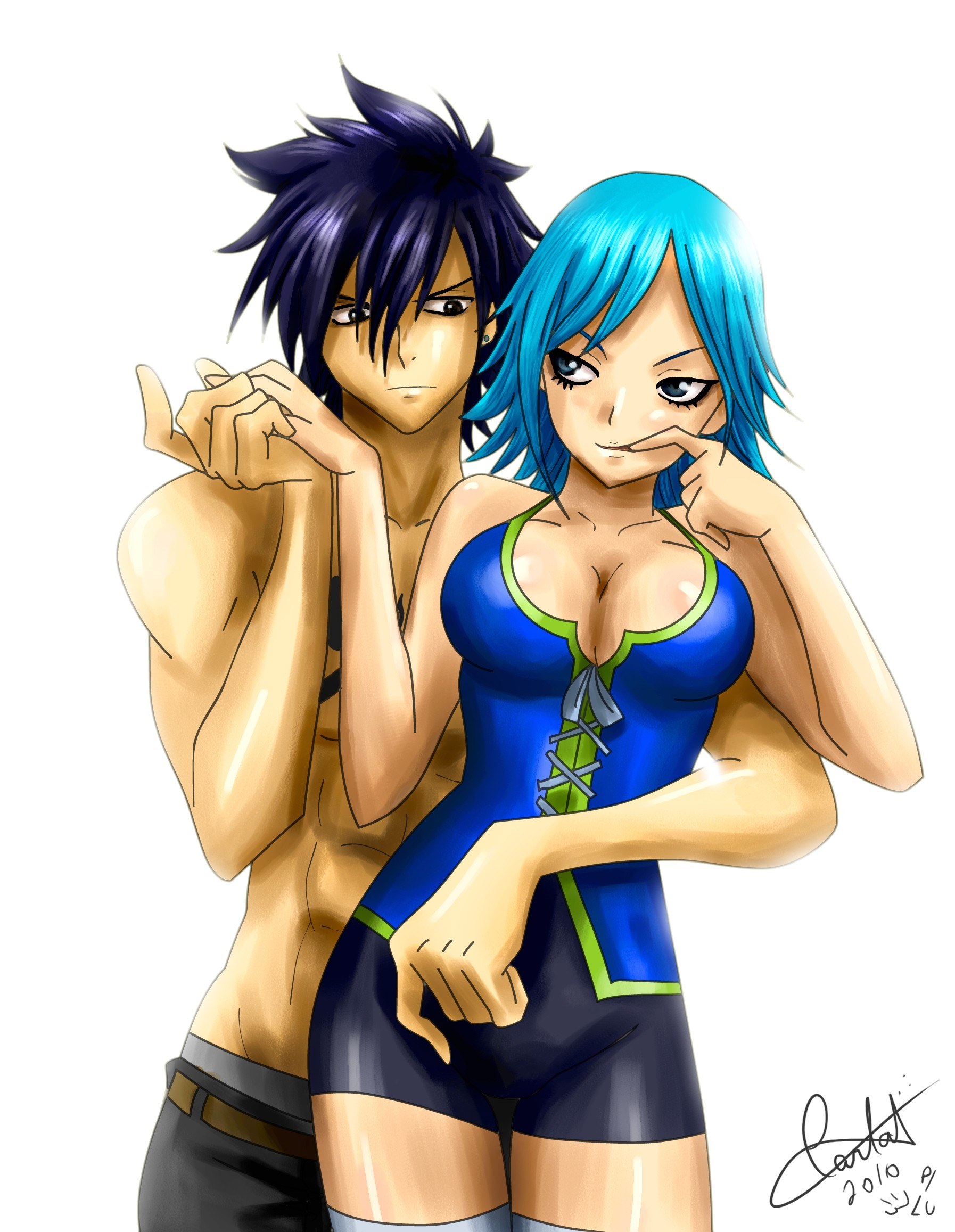 anime couple posing together