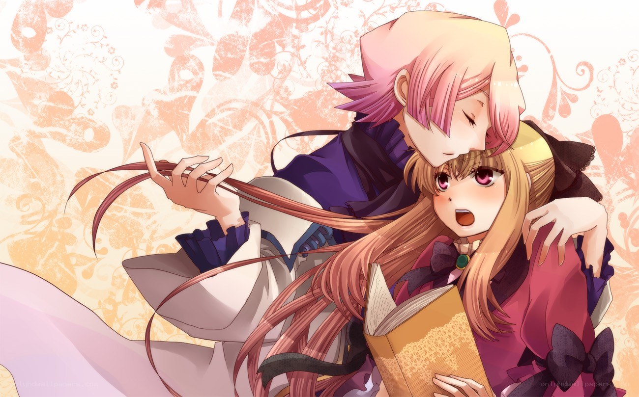 Anime couple reading together